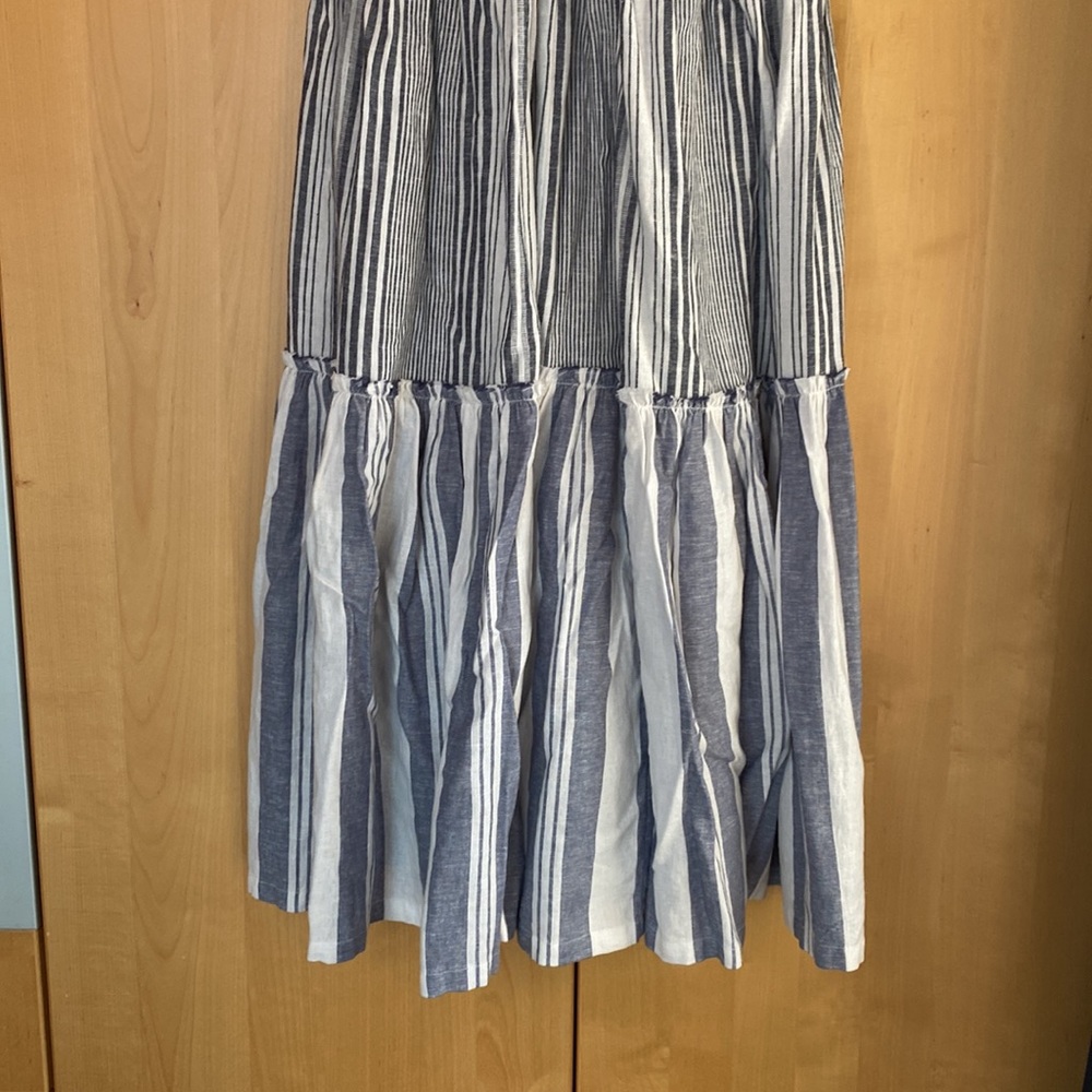 J. Crew Chambray Cover Up Tiered Dress in Blue Striped Chambray size S - Picture 4 of 8